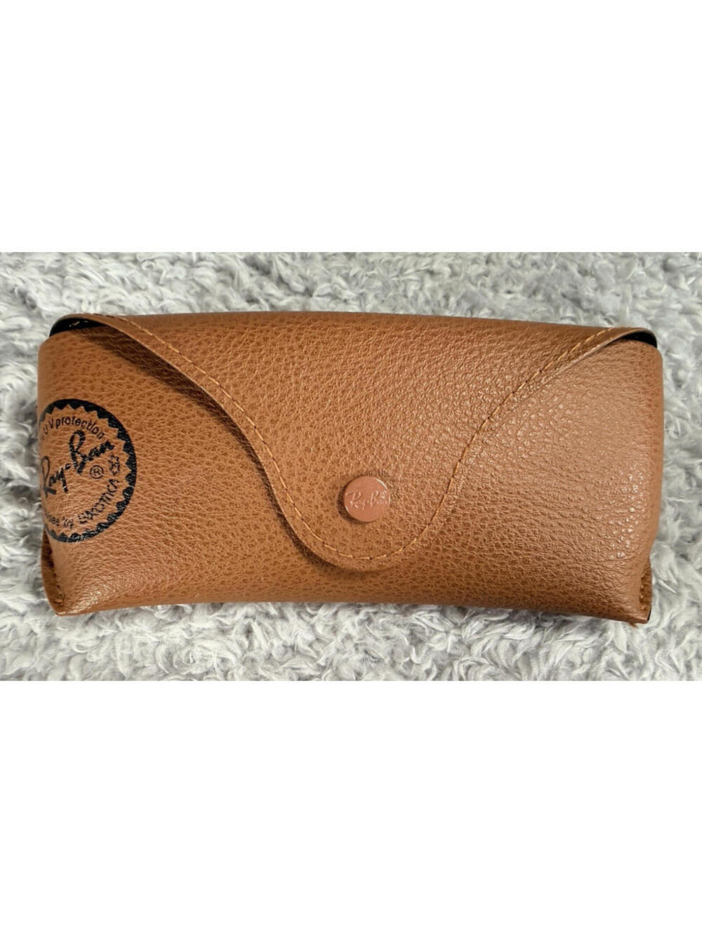 Ray-Ban Tan/Brown Grained Faux-Leather Sunglasses Case
